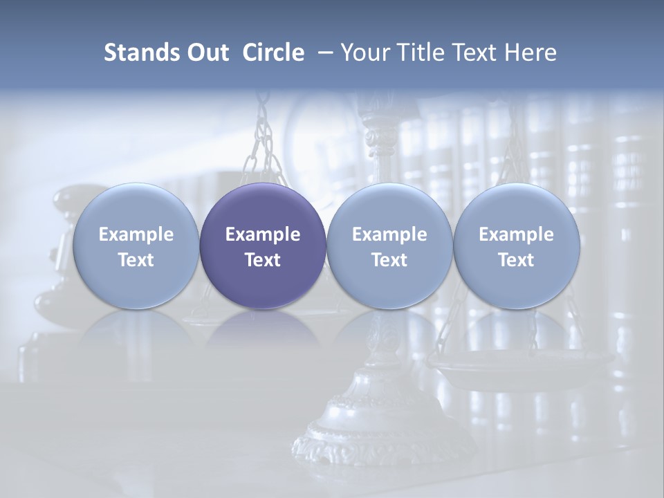 A Scale Of Justice On A Table With Books In The Background PowerPoint Template