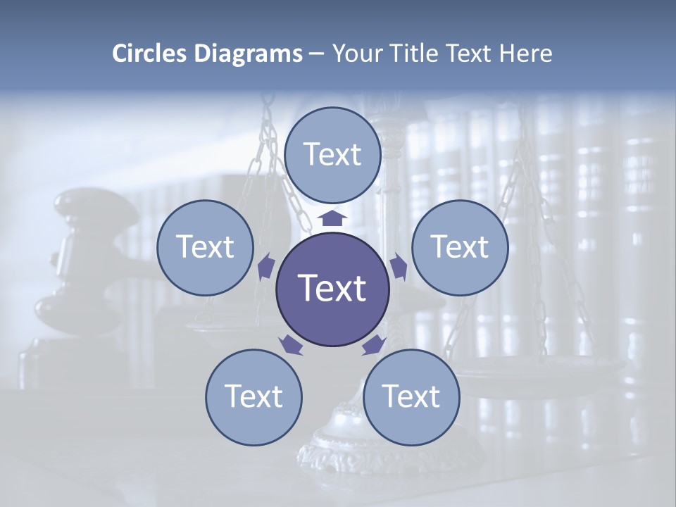 A Scale Of Justice On A Table With Books In The Background PowerPoint Template