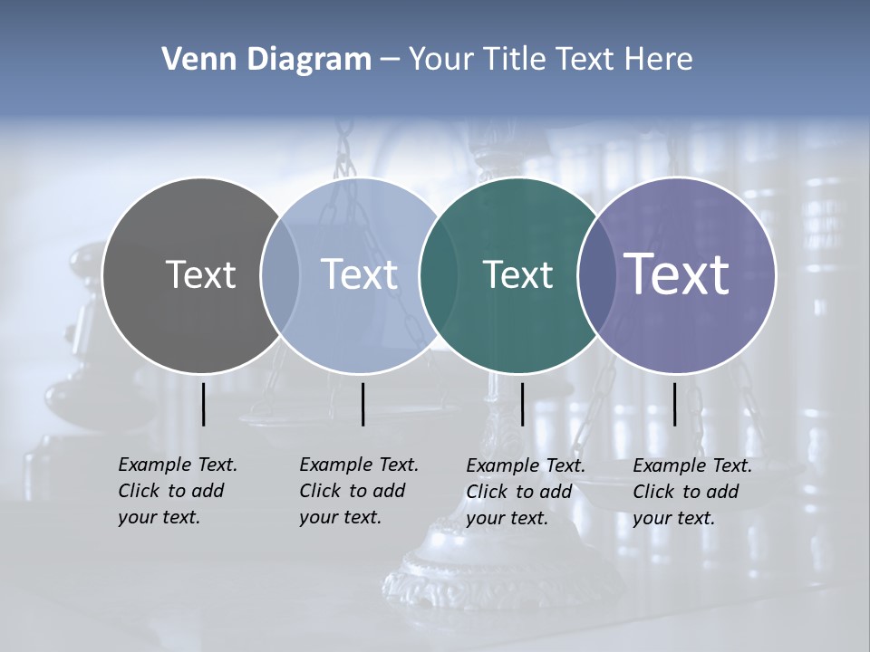A Scale Of Justice On A Table With Books In The Background PowerPoint Template