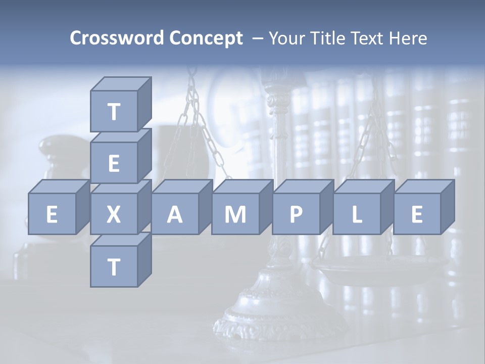A Scale Of Justice On A Table With Books In The Background PowerPoint Template