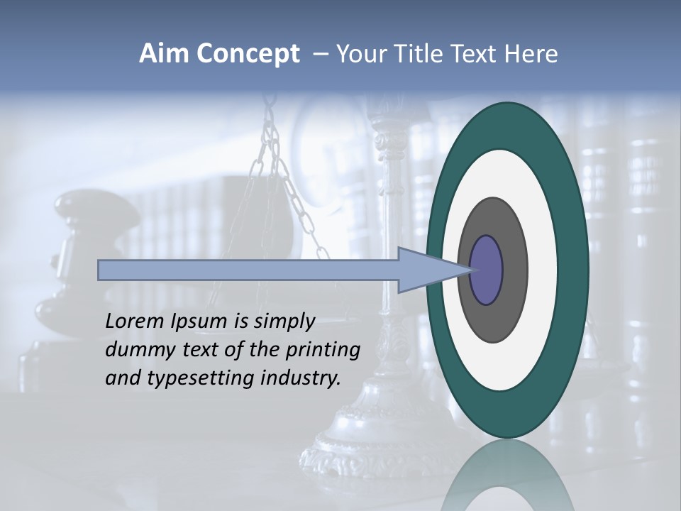 A Scale Of Justice On A Table With Books In The Background PowerPoint Template