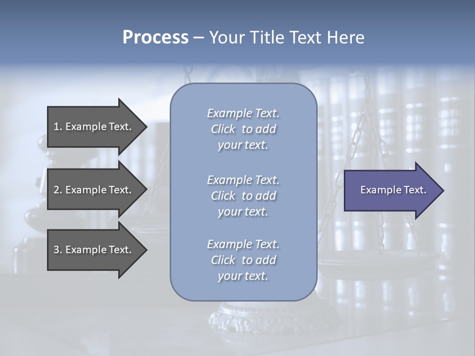 A Scale Of Justice On A Table With Books In The Background PowerPoint Template
