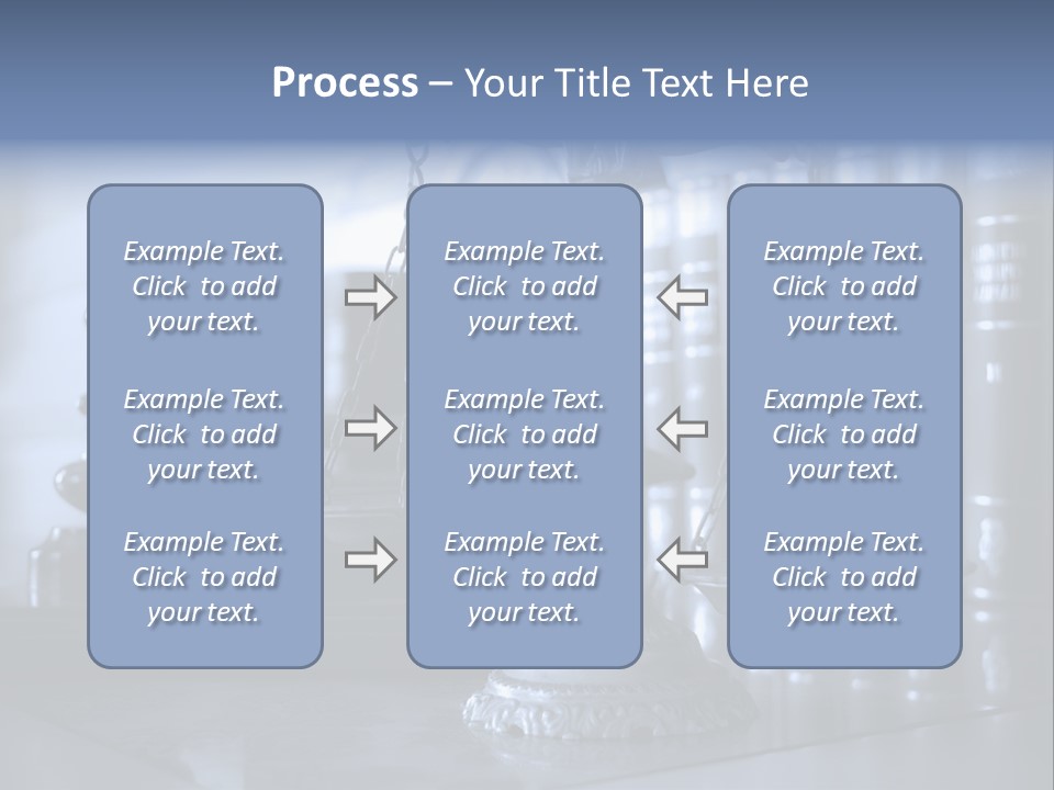 A Scale Of Justice On A Table With Books In The Background PowerPoint Template