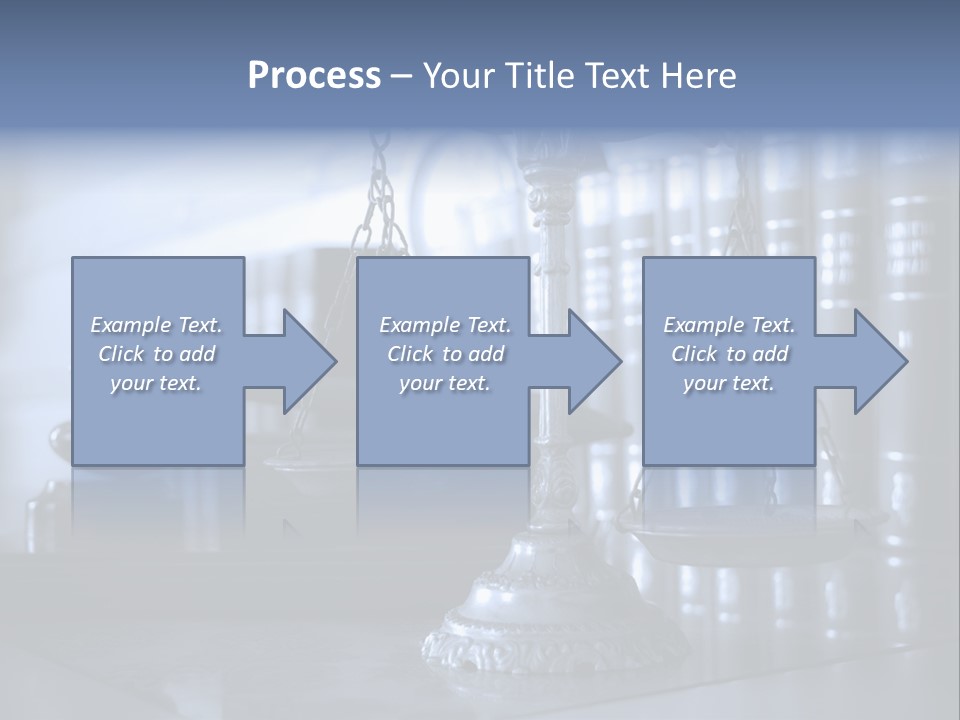 A Scale Of Justice On A Table With Books In The Background PowerPoint Template