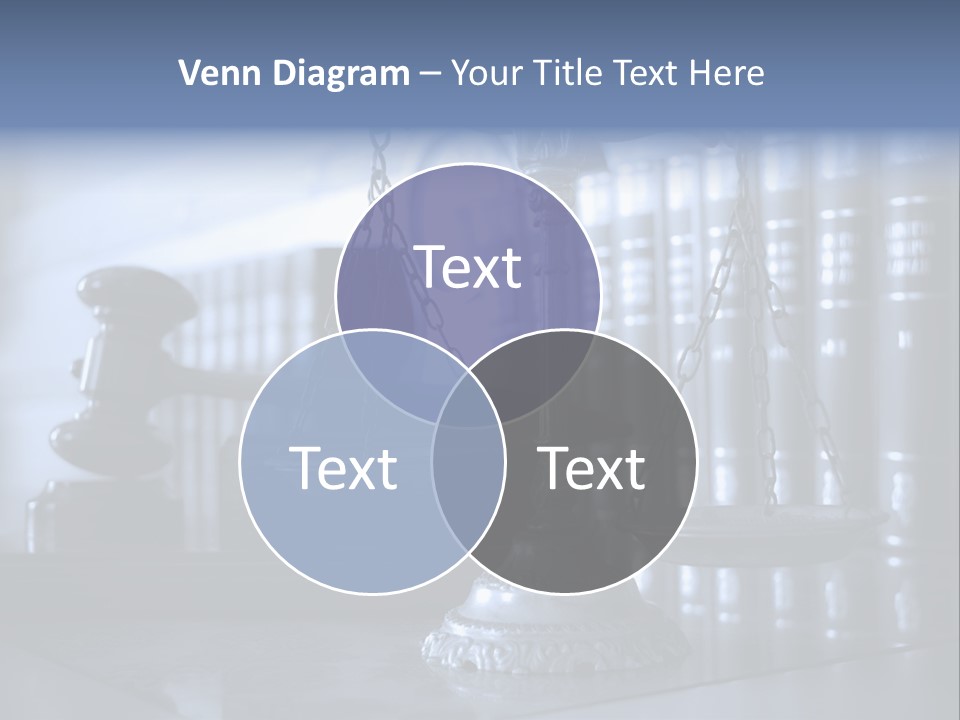 A Scale Of Justice On A Table With Books In The Background PowerPoint Template