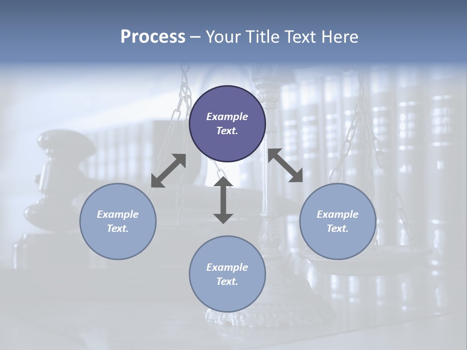 A Scale Of Justice On A Table With Books In The Background PowerPoint Template