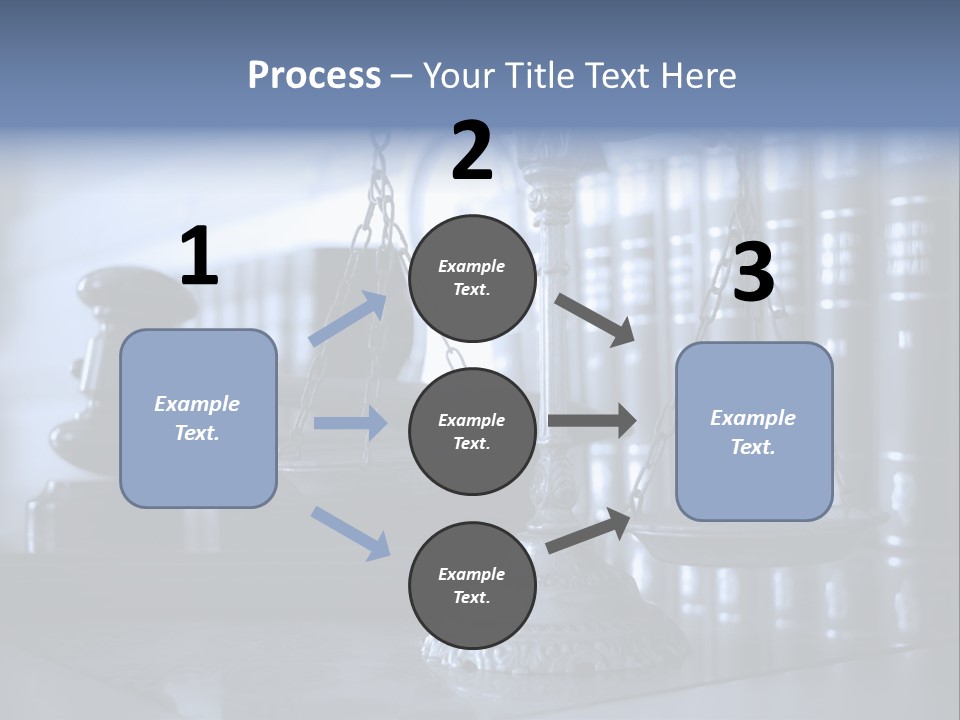 A Scale Of Justice On A Table With Books In The Background PowerPoint Template