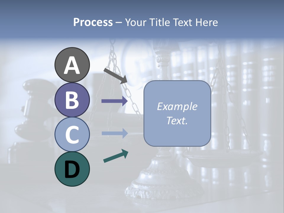 A Scale Of Justice On A Table With Books In The Background PowerPoint Template