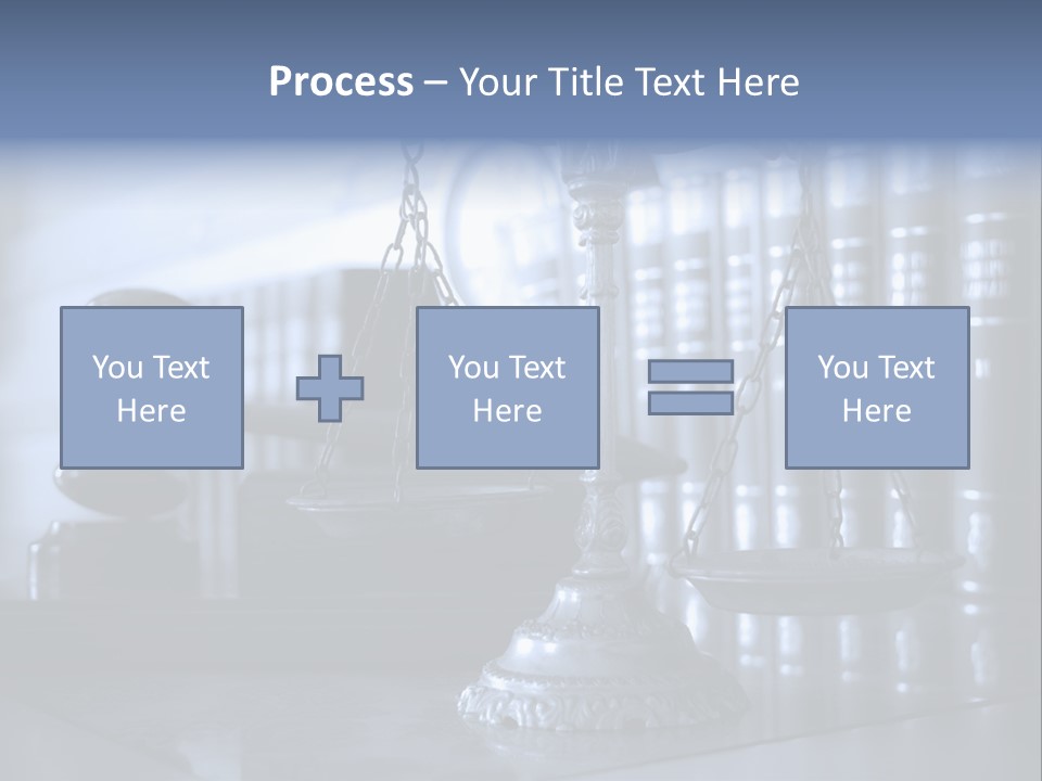A Scale Of Justice On A Table With Books In The Background PowerPoint Template