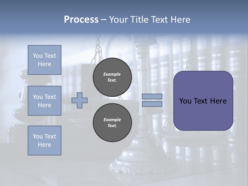 A Scale Of Justice On A Table With Books In The Background PowerPoint Template
