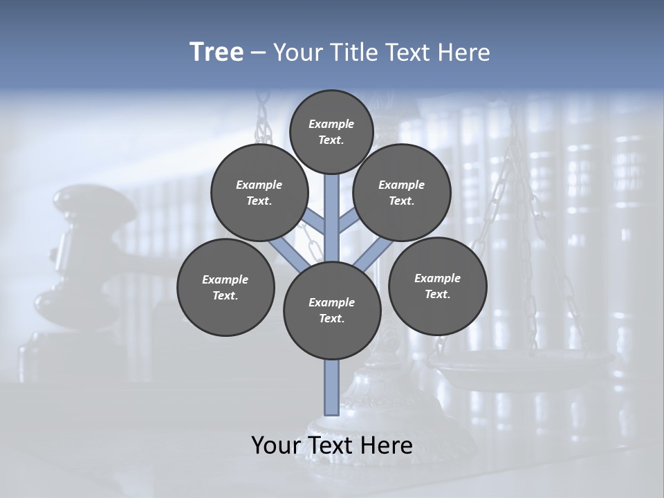 A Scale Of Justice On A Table With Books In The Background PowerPoint Template