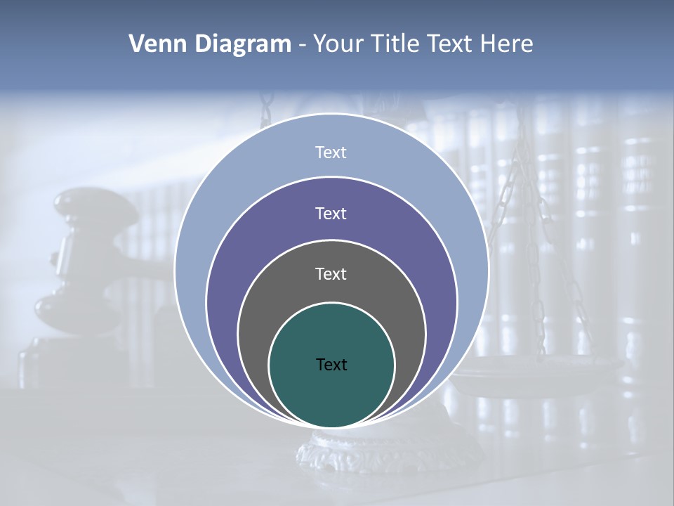 A Scale Of Justice On A Table With Books In The Background PowerPoint Template
