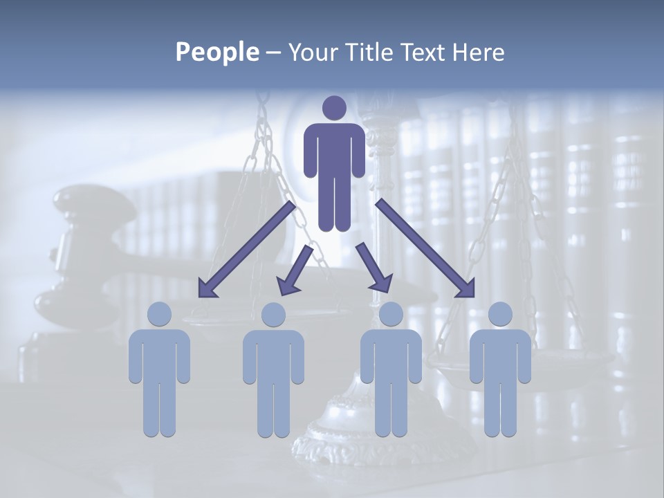 A Scale Of Justice On A Table With Books In The Background PowerPoint Template