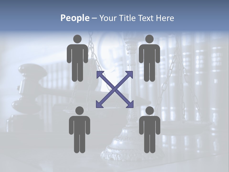 A Scale Of Justice On A Table With Books In The Background PowerPoint Template