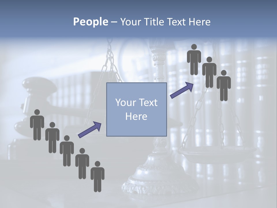A Scale Of Justice On A Table With Books In The Background PowerPoint Template