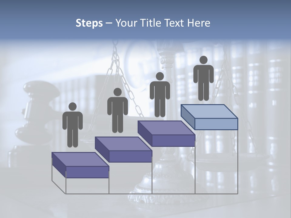 A Scale Of Justice On A Table With Books In The Background PowerPoint Template