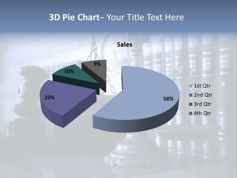 A Scale Of Justice On A Table With Books In The Background PowerPoint Template