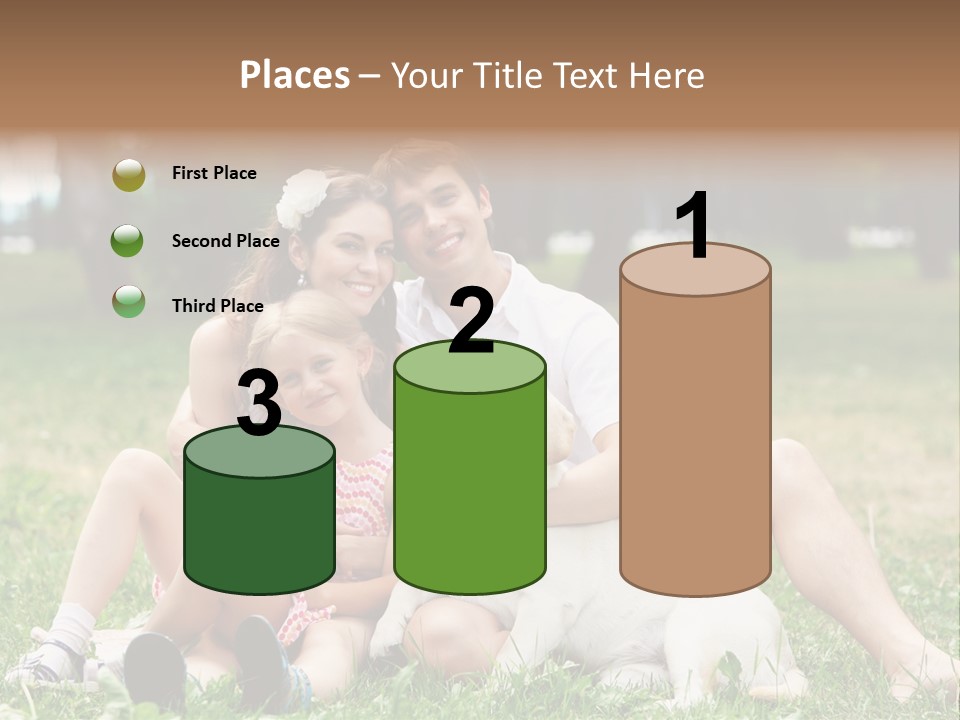 A Family Sitting In The Grass With A Dog PowerPoint Template