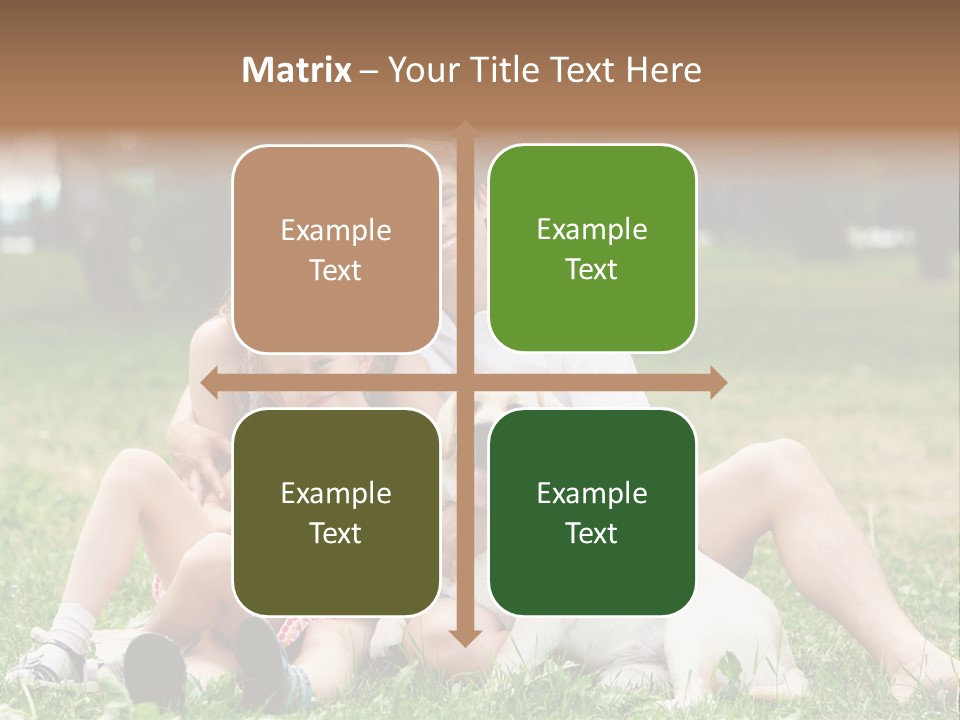 A Family Sitting In The Grass With A Dog PowerPoint Template