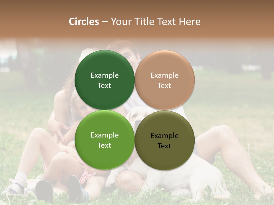 A Family Sitting In The Grass With A Dog PowerPoint Template