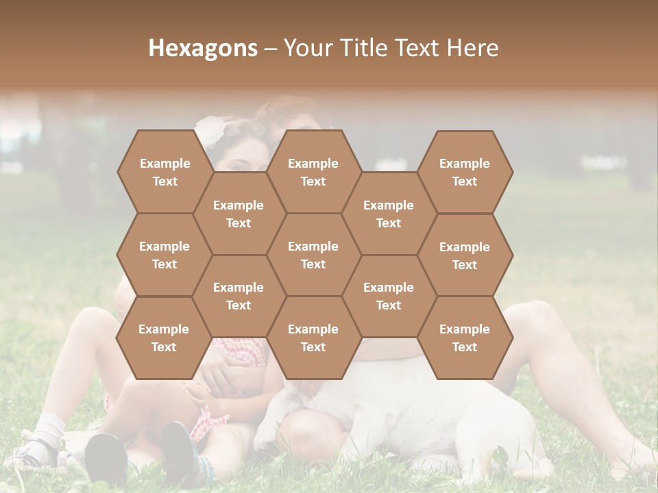 A Family Sitting In The Grass With A Dog PowerPoint Template