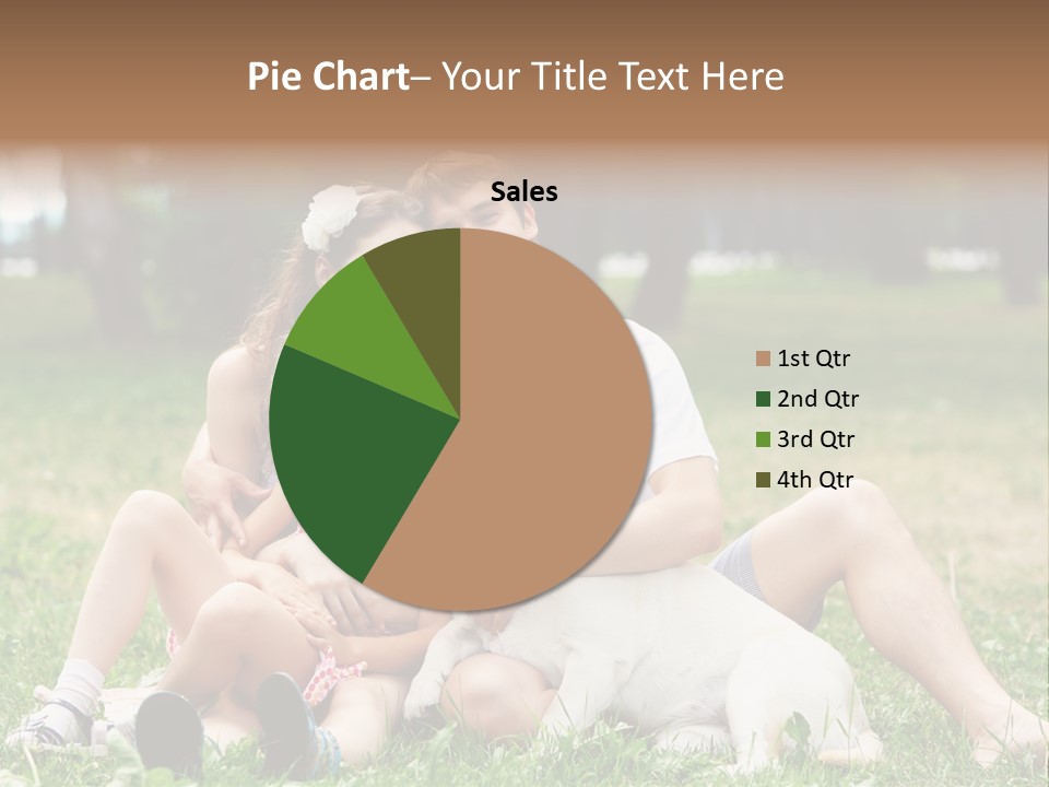 A Family Sitting In The Grass With A Dog PowerPoint Template