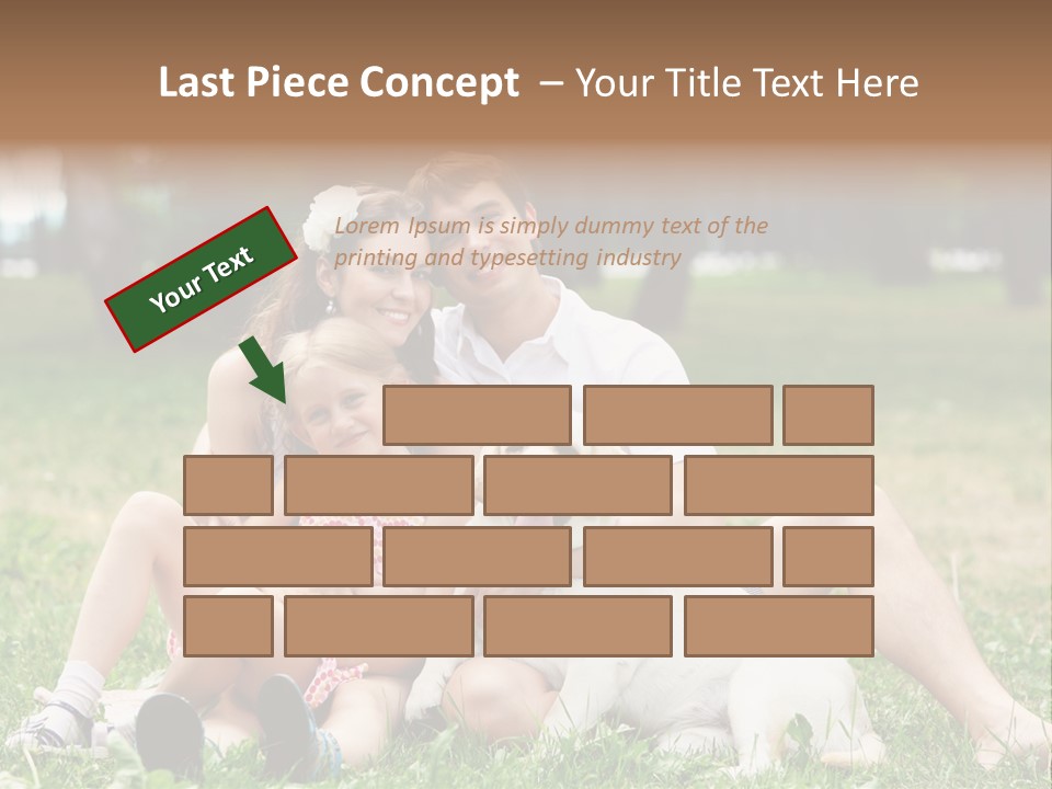 A Family Sitting In The Grass With A Dog PowerPoint Template