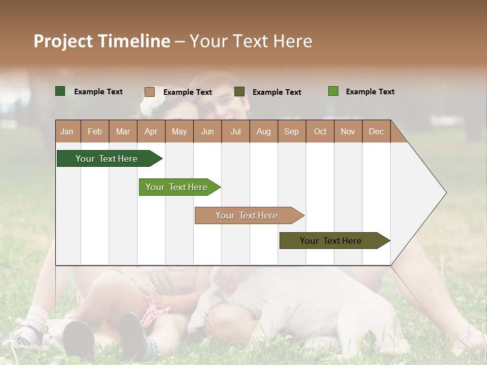 A Family Sitting In The Grass With A Dog PowerPoint Template