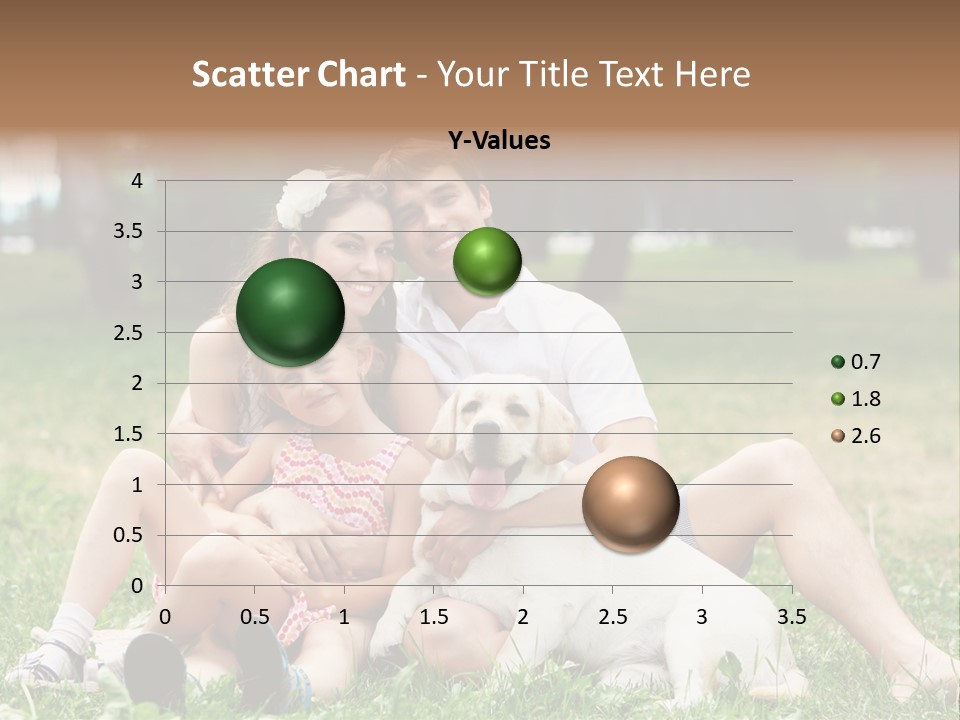 A Family Sitting In The Grass With A Dog PowerPoint Template