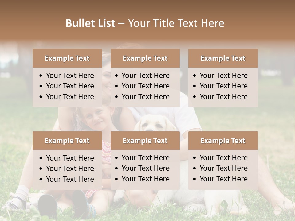 A Family Sitting In The Grass With A Dog PowerPoint Template