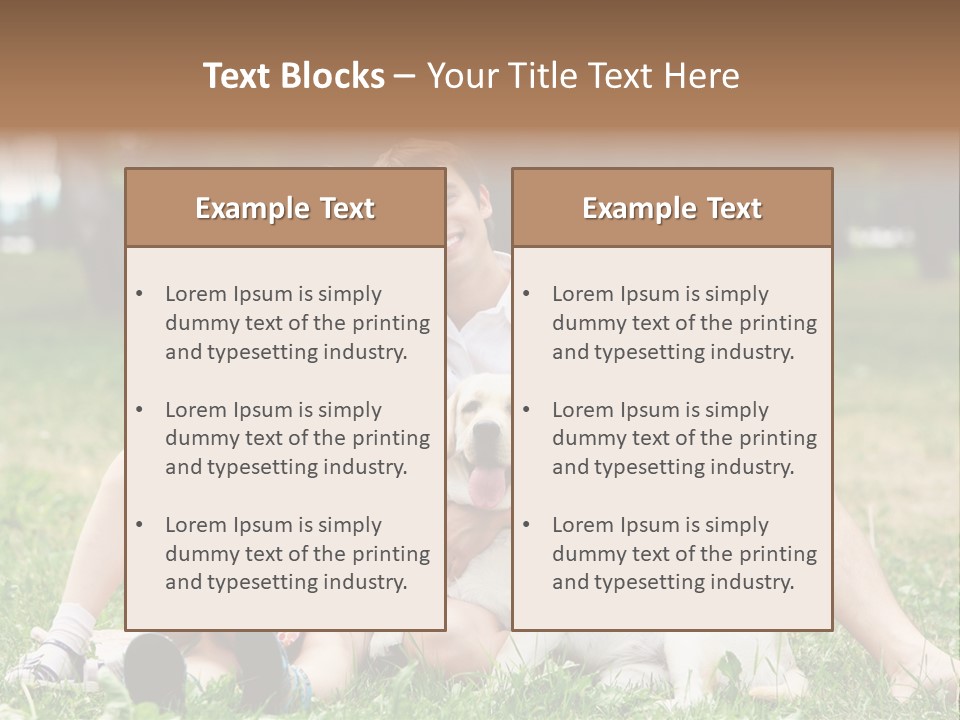 A Family Sitting In The Grass With A Dog PowerPoint Template