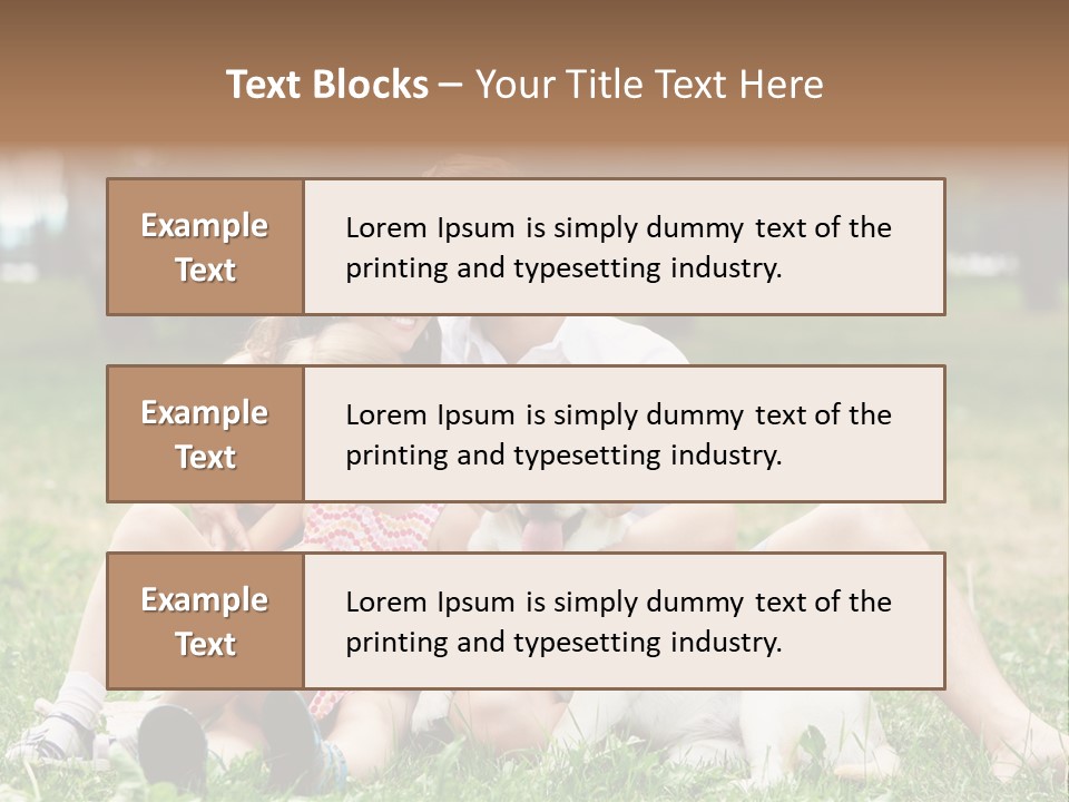 A Family Sitting In The Grass With A Dog PowerPoint Template