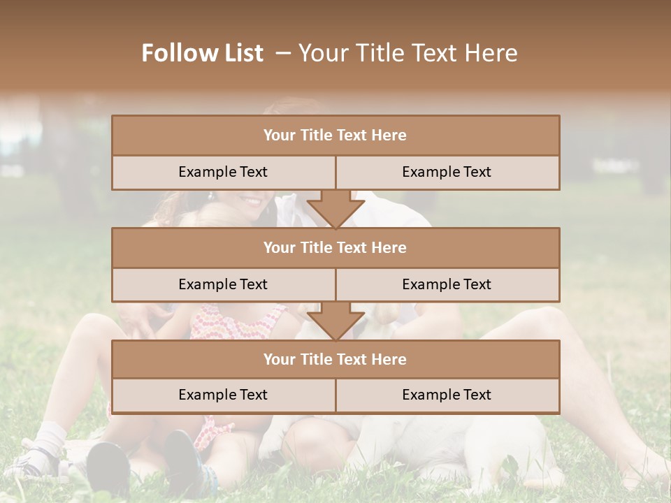 A Family Sitting In The Grass With A Dog PowerPoint Template