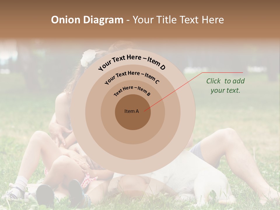 A Family Sitting In The Grass With A Dog PowerPoint Template
