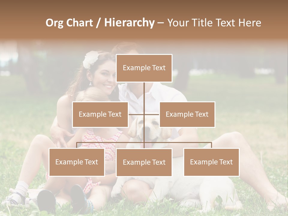 A Family Sitting In The Grass With A Dog PowerPoint Template