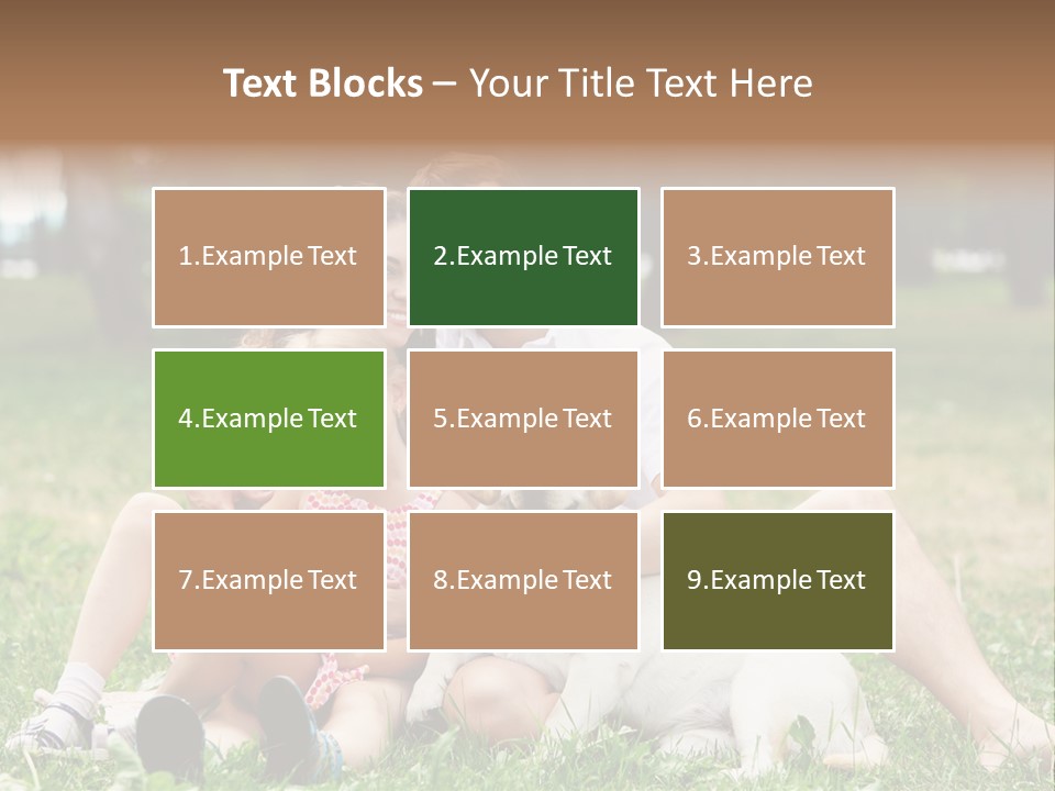 A Family Sitting In The Grass With A Dog PowerPoint Template