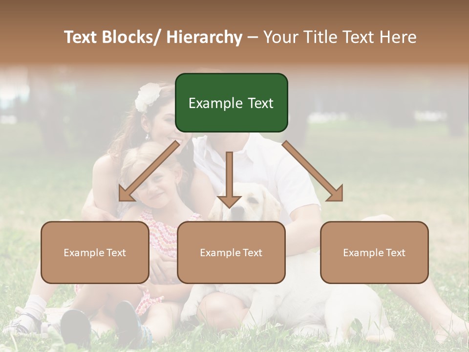 A Family Sitting In The Grass With A Dog PowerPoint Template