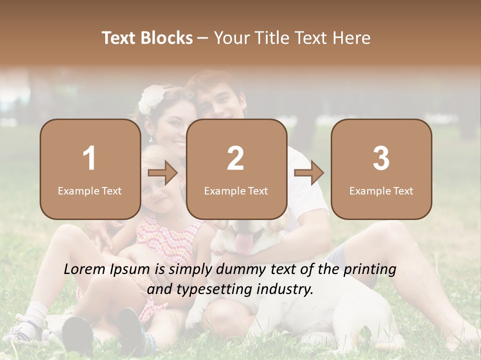 A Family Sitting In The Grass With A Dog PowerPoint Template