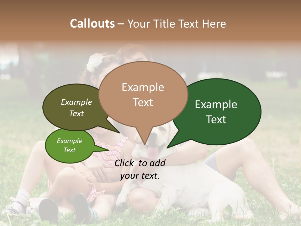 A Family Sitting In The Grass With A Dog PowerPoint Template
