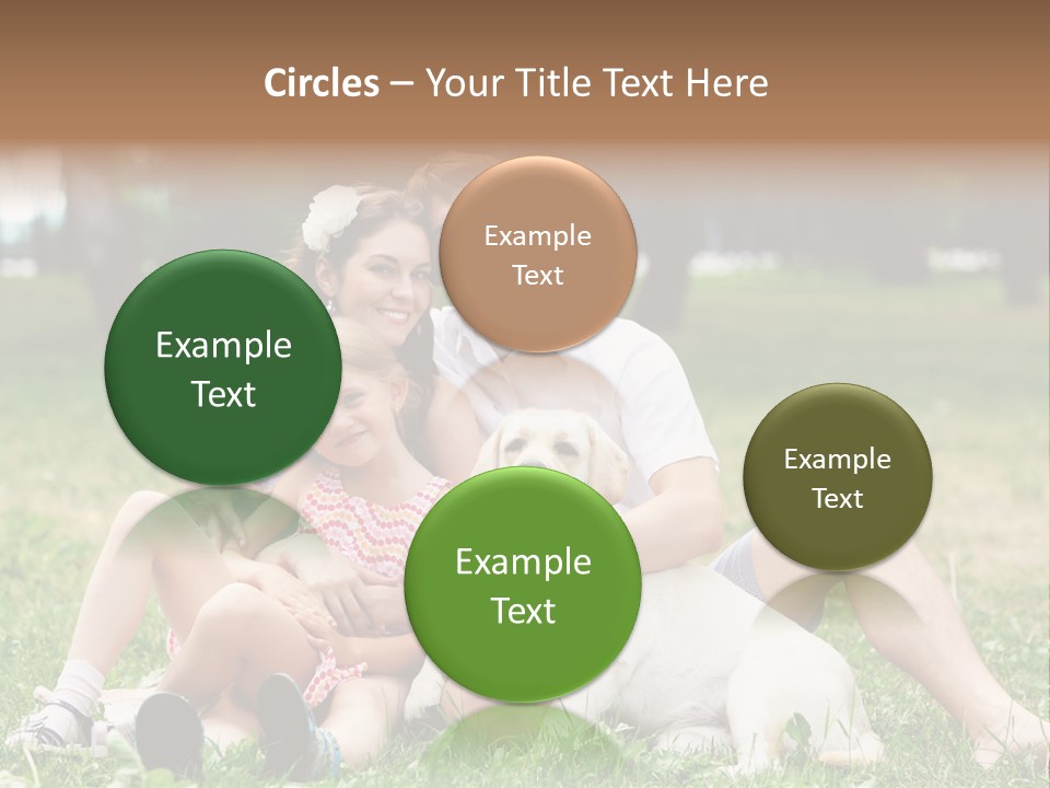 A Family Sitting In The Grass With A Dog PowerPoint Template