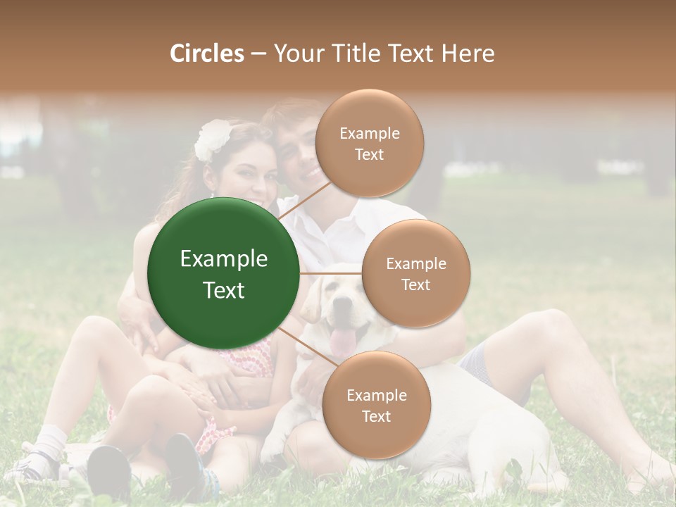 A Family Sitting In The Grass With A Dog PowerPoint Template