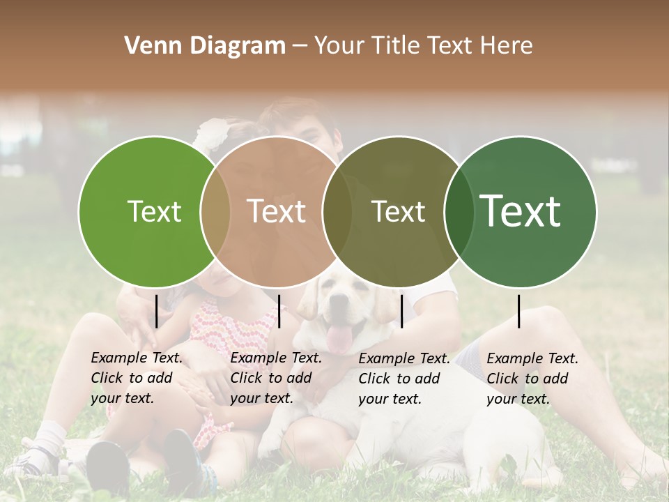 A Family Sitting In The Grass With A Dog PowerPoint Template