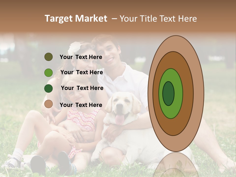 A Family Sitting In The Grass With A Dog PowerPoint Template