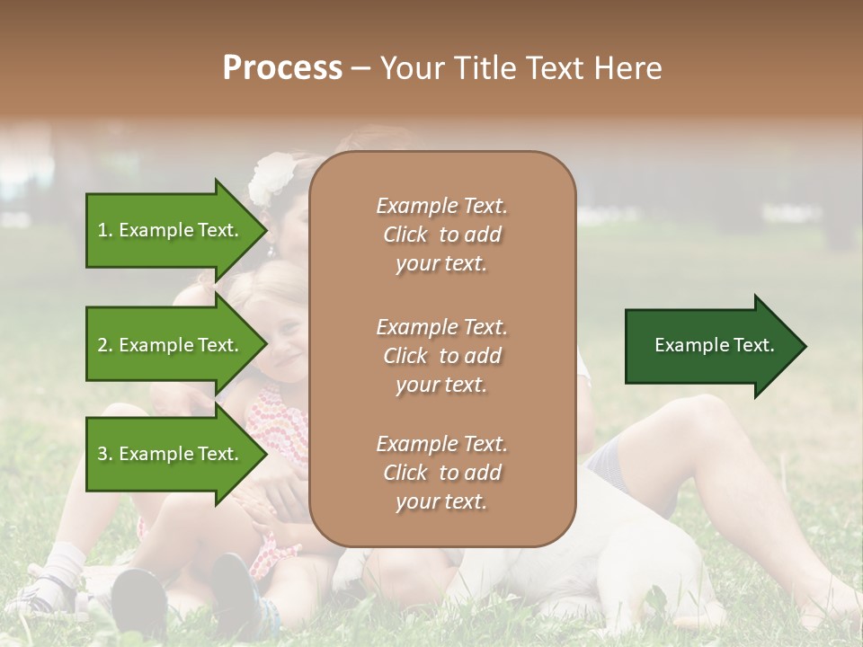 A Family Sitting In The Grass With A Dog PowerPoint Template
