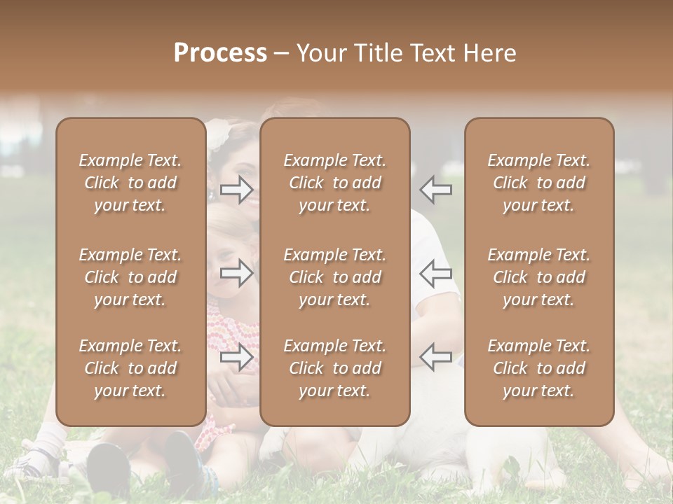 A Family Sitting In The Grass With A Dog PowerPoint Template