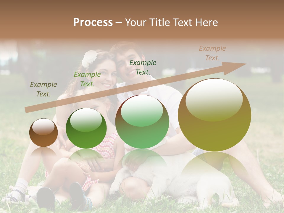 A Family Sitting In The Grass With A Dog PowerPoint Template