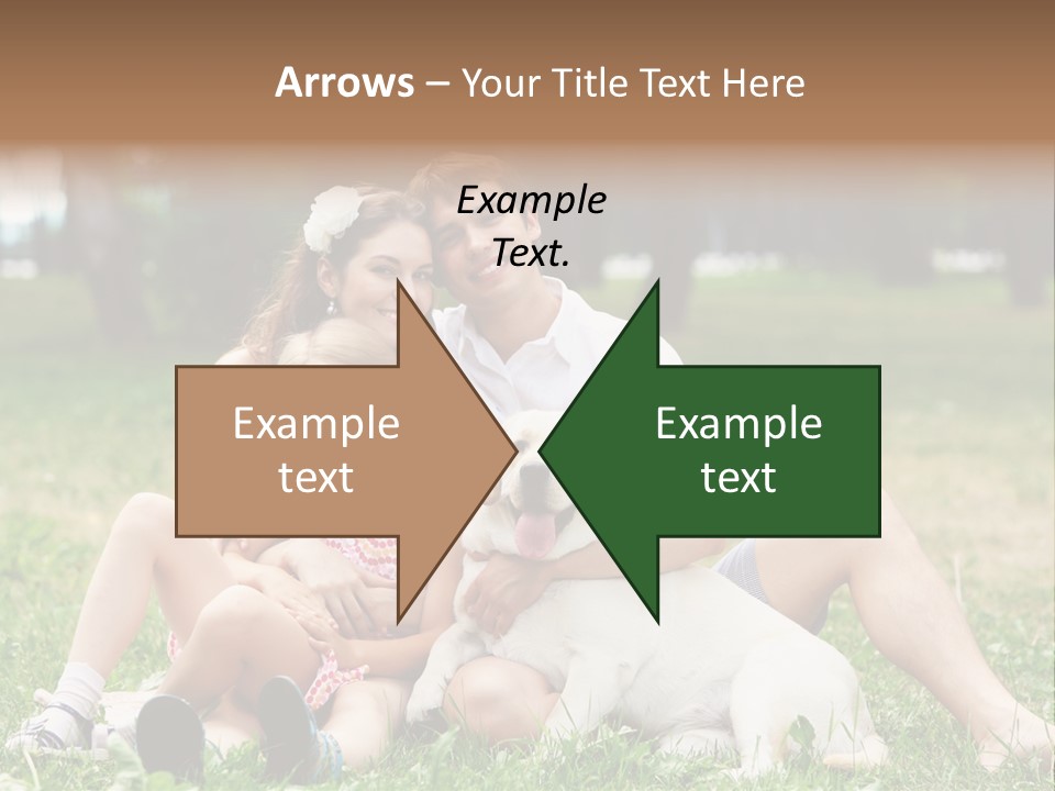 A Family Sitting In The Grass With A Dog PowerPoint Template