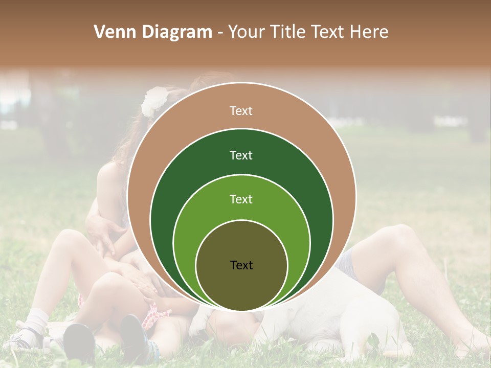 A Family Sitting In The Grass With A Dog PowerPoint Template