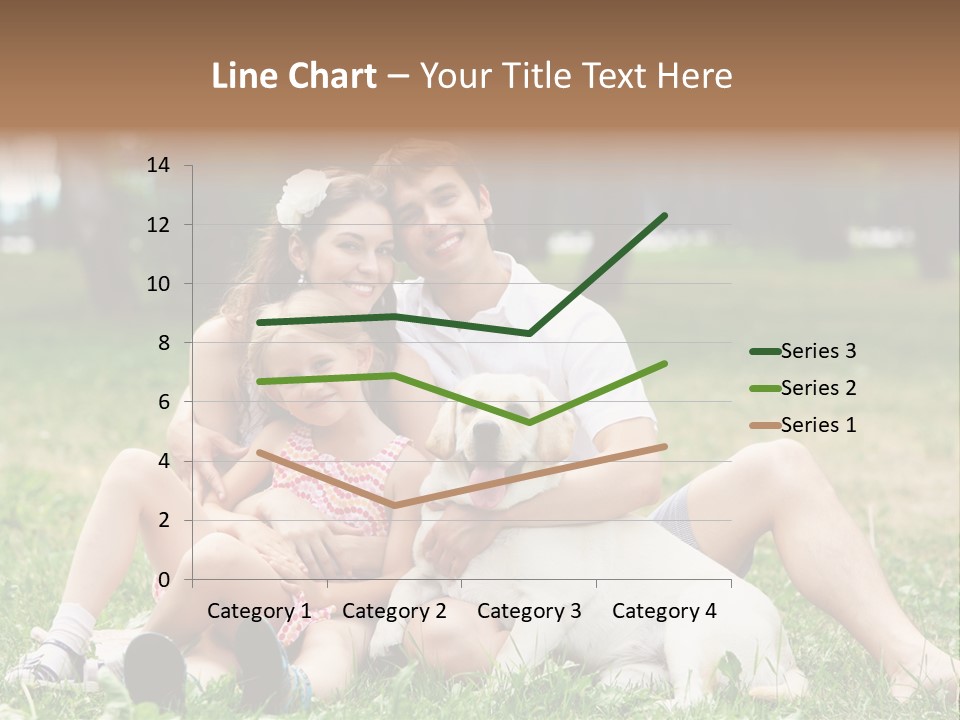 A Family Sitting In The Grass With A Dog PowerPoint Template