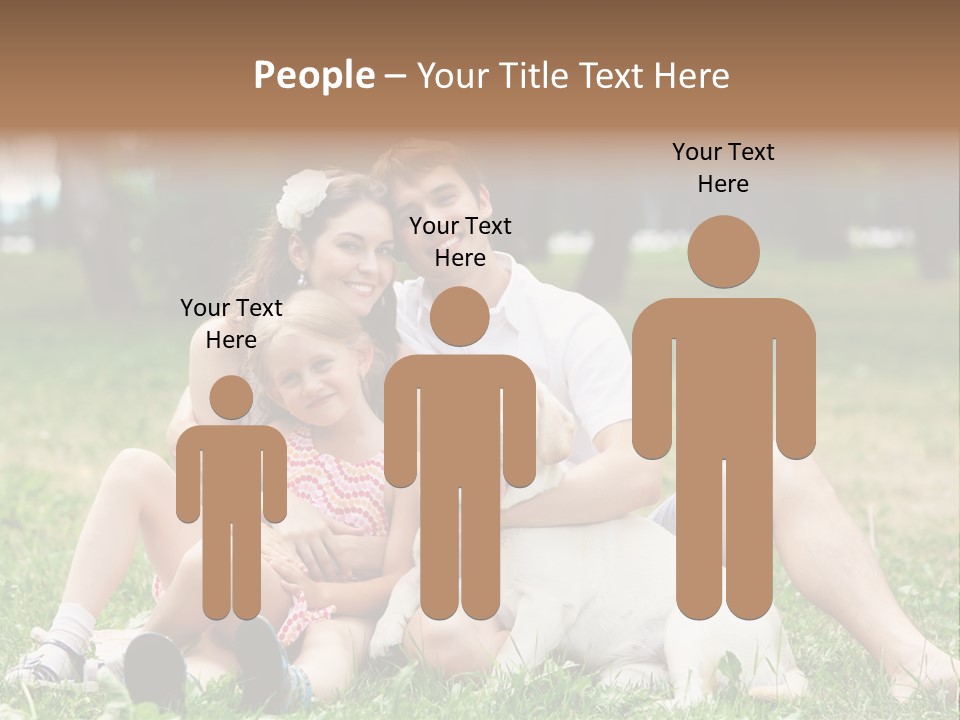 A Family Sitting In The Grass With A Dog PowerPoint Template